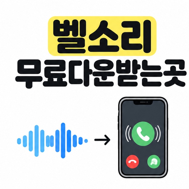 무료 벨소리 다운로드 주제를 소리 파형에서 전화 수신 화면으로 이어지는 그림으로 표현한 대표 썸네일