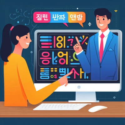 화면에서 많은 아이콘과 텍스트로 디자인을 하고 있는 모습