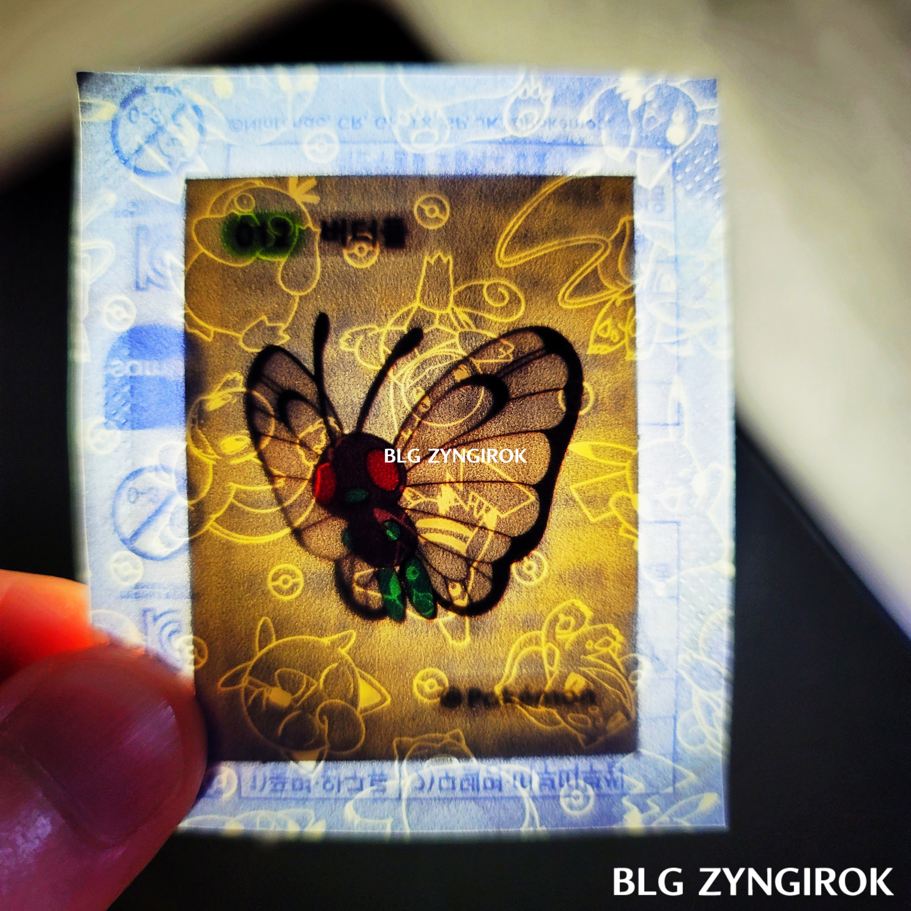 띠부띠부씰-버터플을-들고있다.