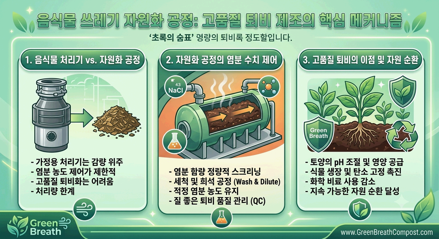[환경 공학] 음식물 쓰레기 자원화 공정: 염분 수치를 제어하여 고품질 퇴비로 만드는 핵심 메커니즘