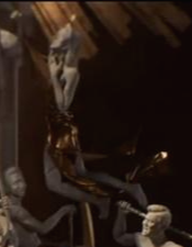 다리 다친 오윤희의 석상모습