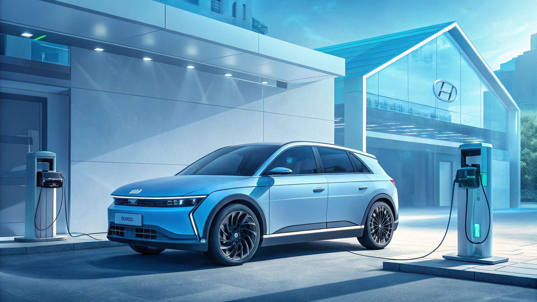 전기자동차가 충전 중인 모습