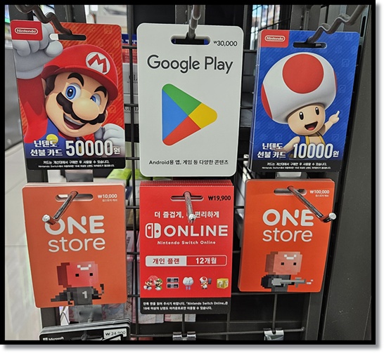 편의점 알바 편의점 게임 카드(구글카드 르블록스 스팀 닌텐도) 종류 사용법 피싱 사례