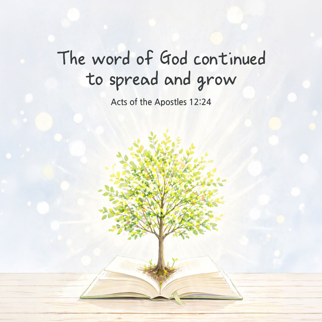 Today's Bible verse card Acts of the Apostles 12:24 scripture image