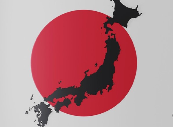 일본의 국기와 영토의 배경사진