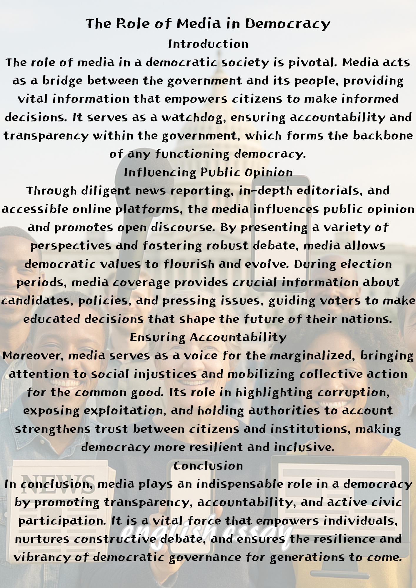 The Role of Media in Democracy 민주주의 속 언론의 역할