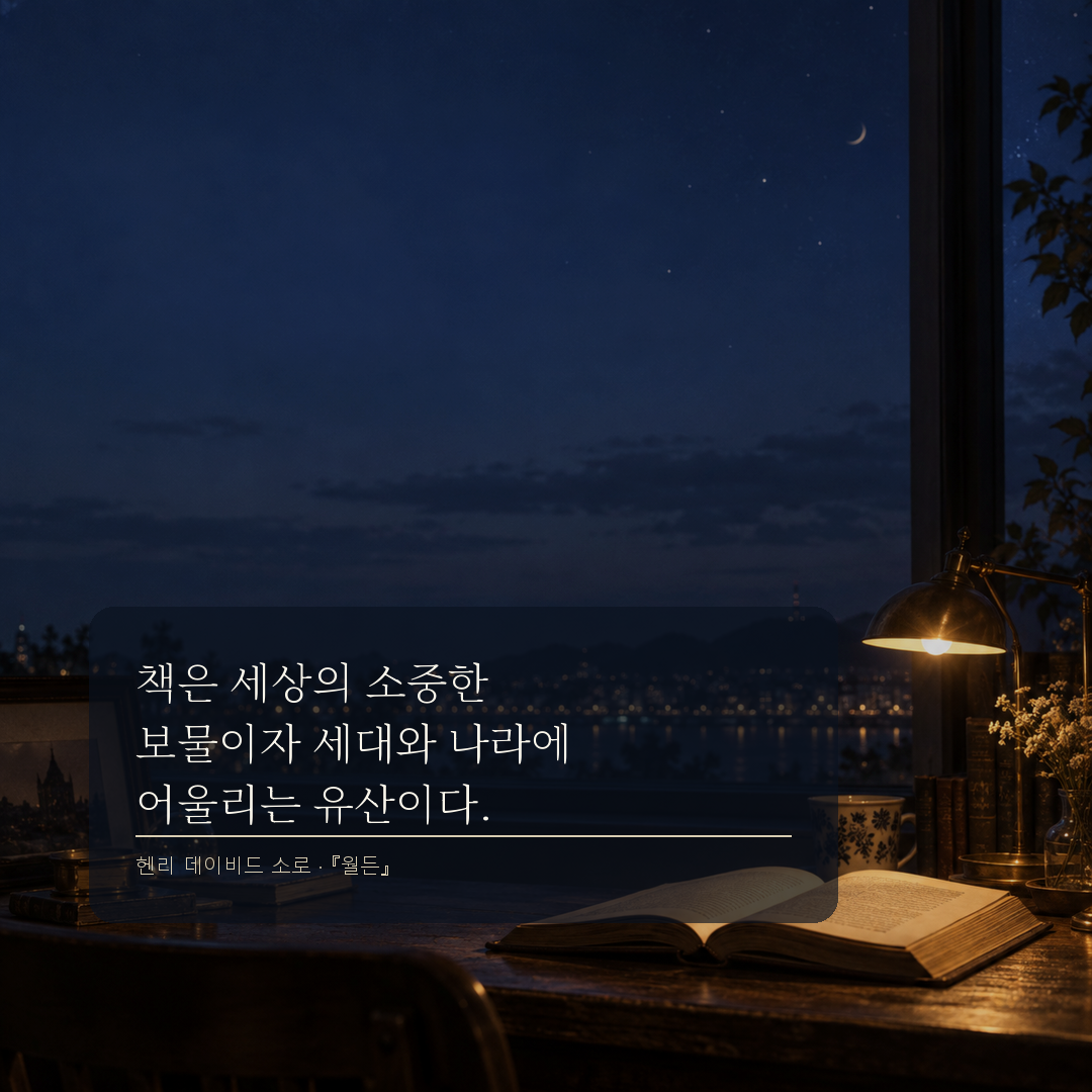 헨리 데이비드 소로 책은 세계의 소중한 지적 유산이라는 독서 명언