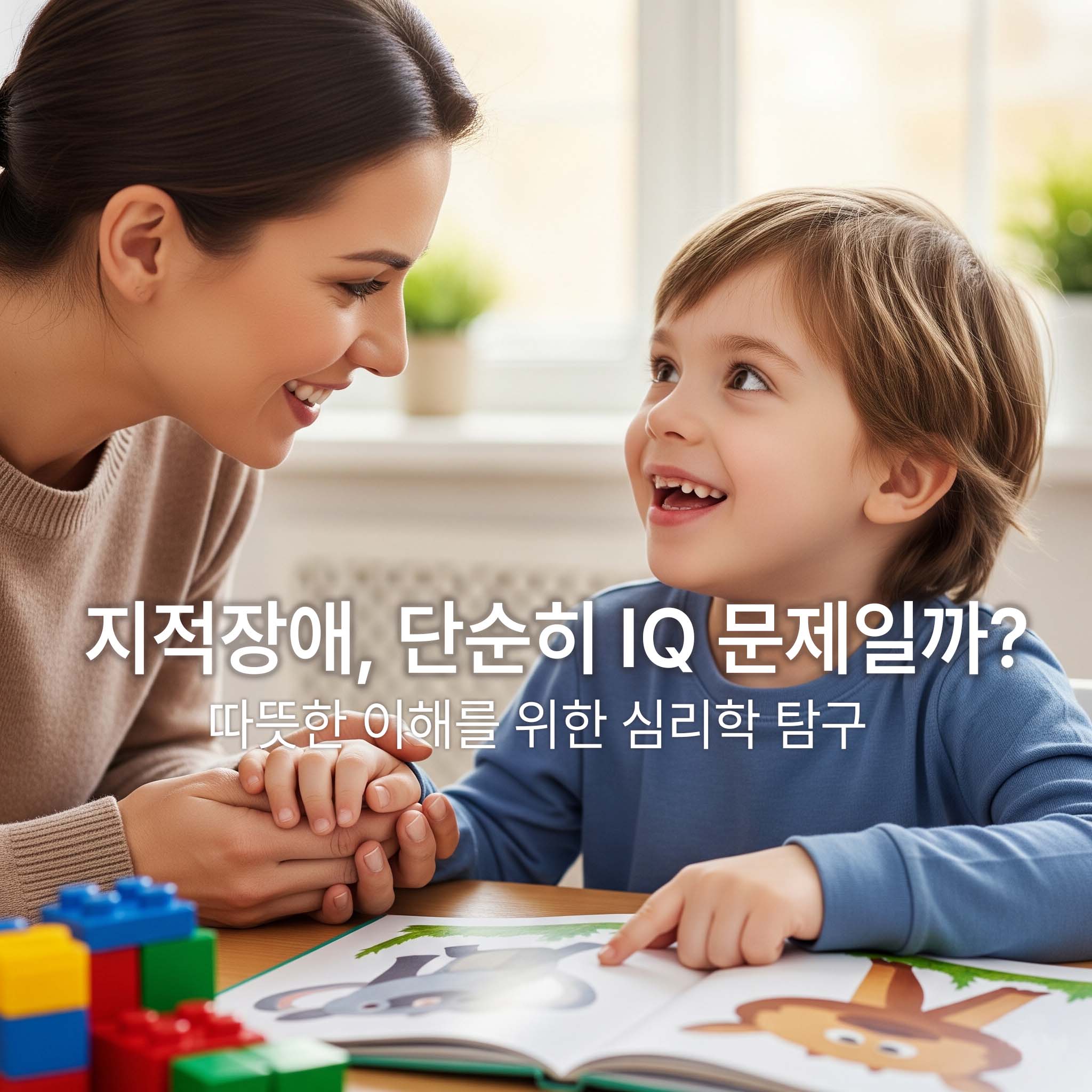 지적장애아동이 선생님과 함께 따뜻한 교감을 나누고 있다
