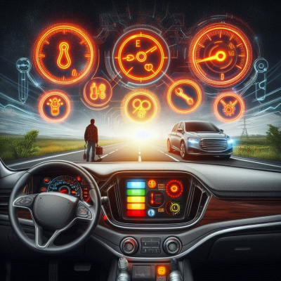 고속도로에서 자동차 계기판 확인하는 모습