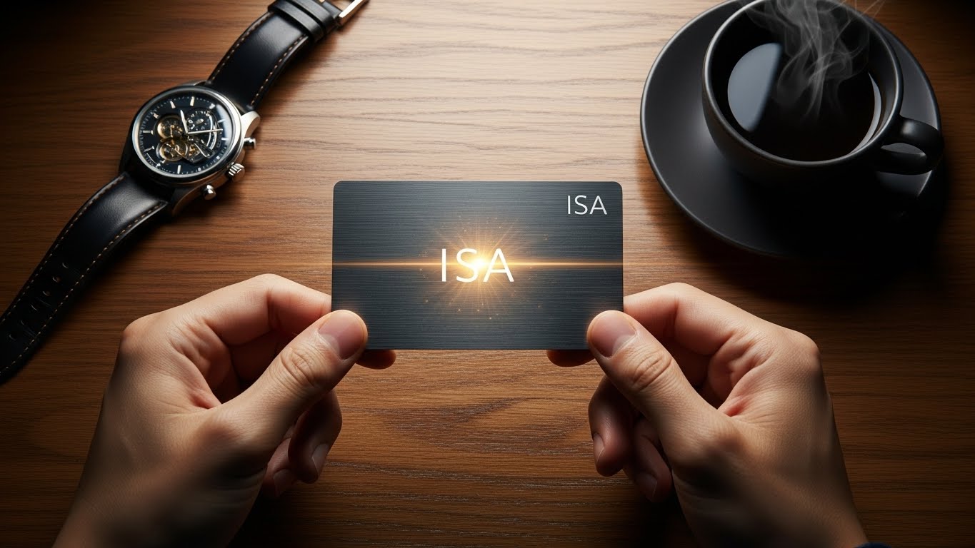 자산 관리의 만능 도구인 ISA 계좌를 상징하는 프리미엄 카드와 데스크 셋업
