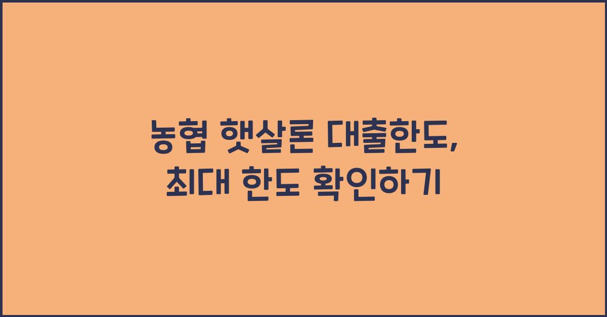 농협 햇살론 대출한도