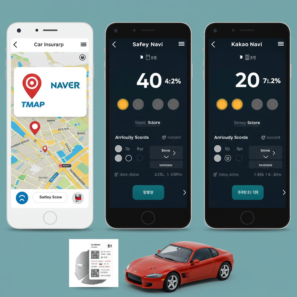 다양한 보험사의 운전 습관 할인 앱 화면 비교 이미지