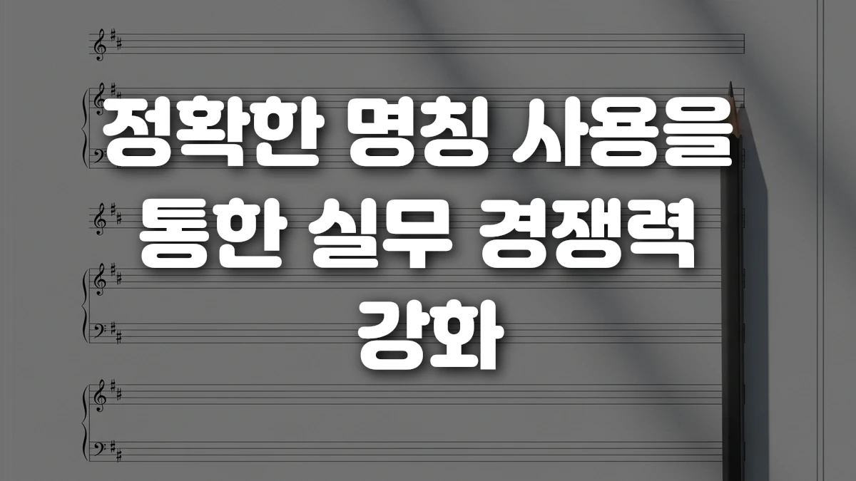 정확한 명칭 사용을 통한 실무 경쟁력 강화