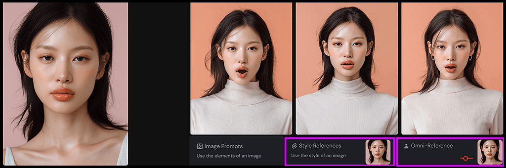 OREF 예시｜놀라움이 담긴 한국 여성 인물 포트레이트｜Created with Midjourney