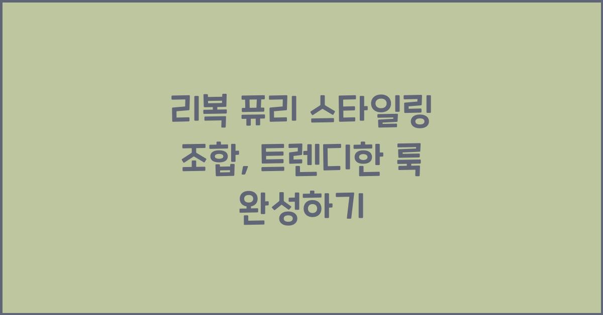 리복 퓨리 스타일링 조합