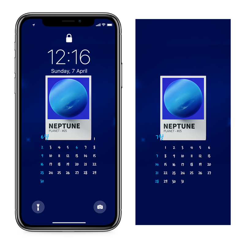 08 해왕성 3D AB - 2024년6월 아이폰달력배경화면
