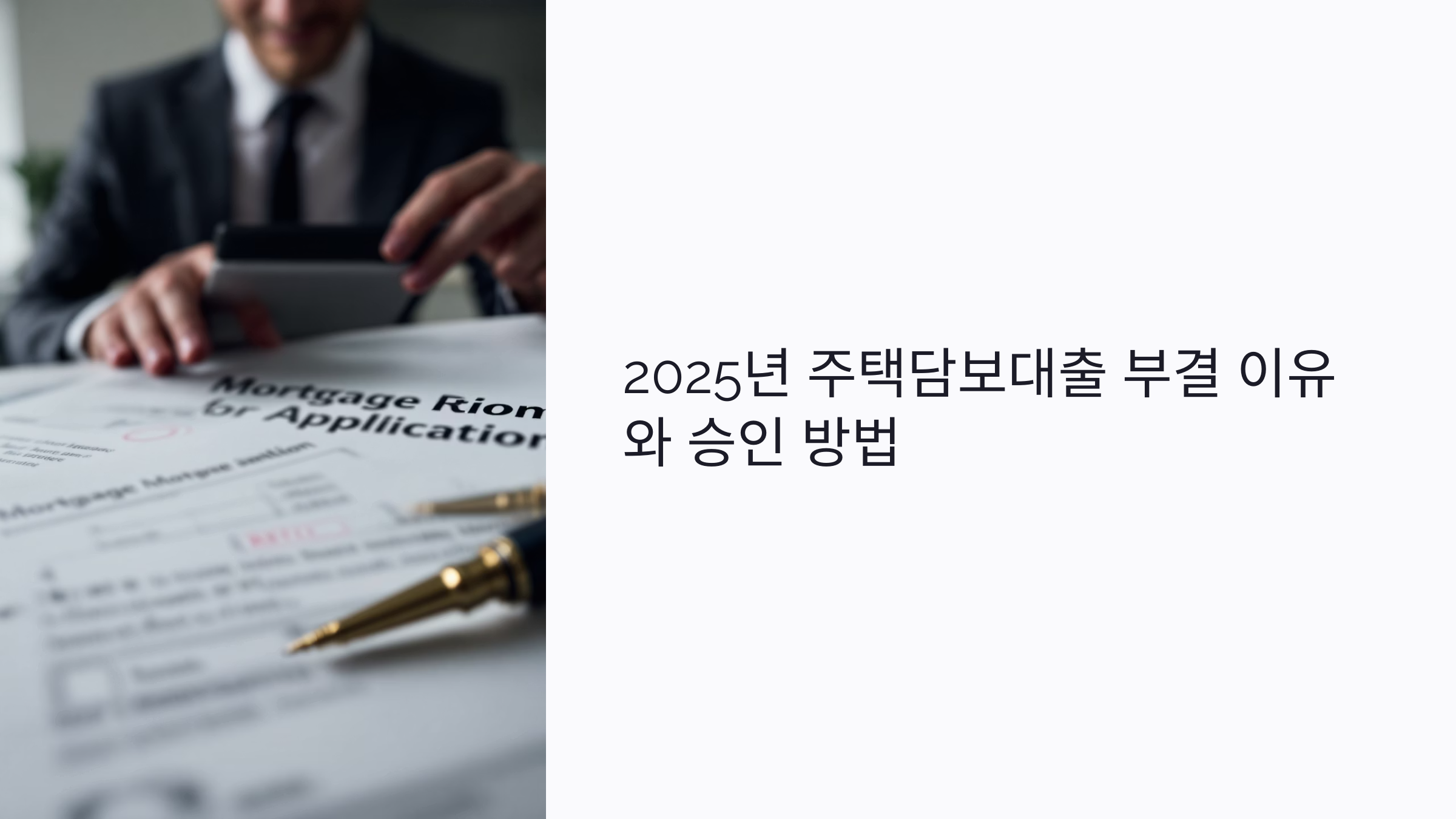 2025년 주택담보대출 부결 이유 7가지와 승인 받는 방법까지 총정리