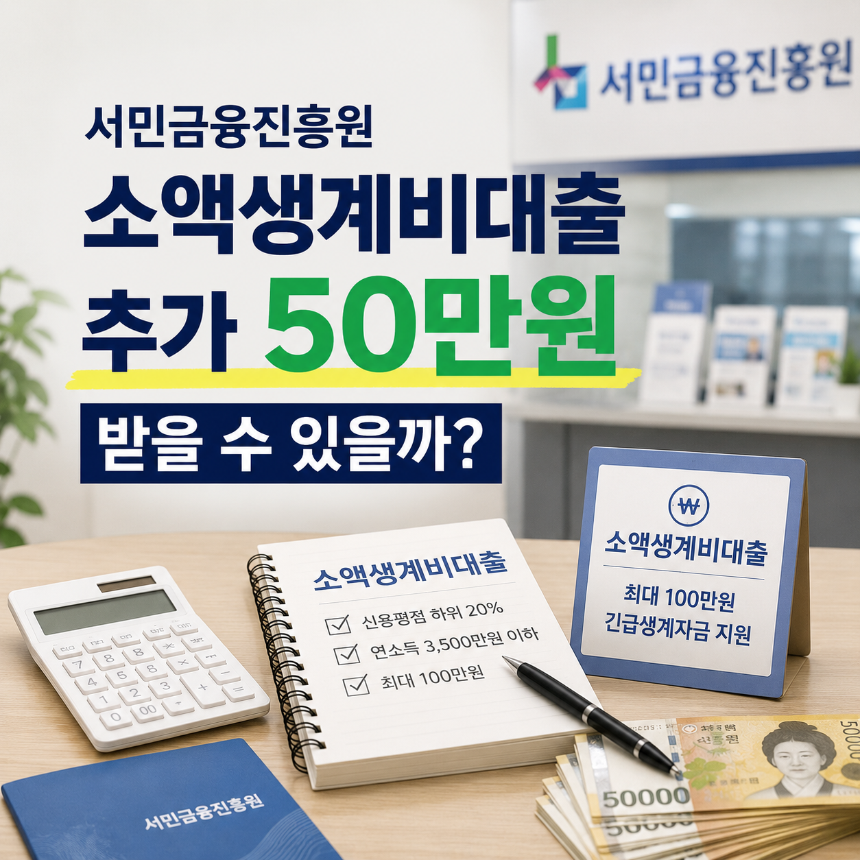 서민금융진흥원 소액생계비대출 추가 50만원 받을 수 있을까?