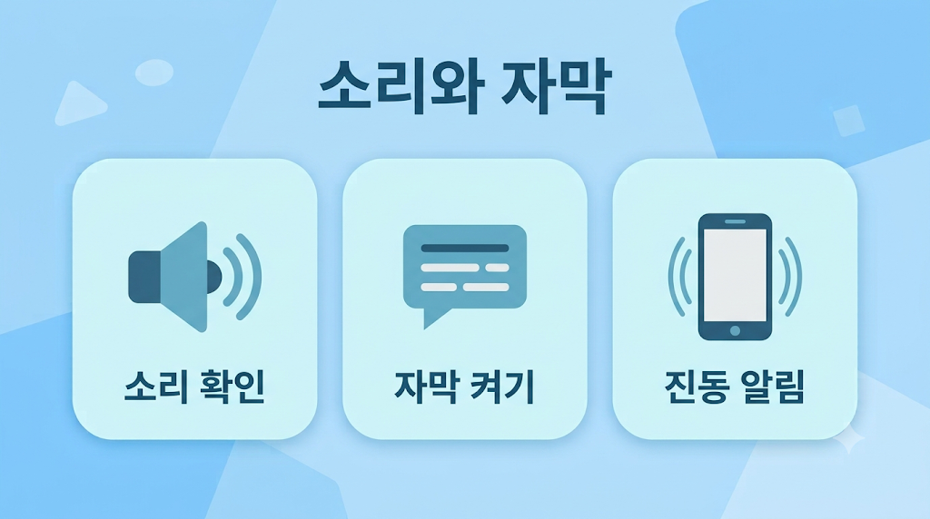 소리와 자막 설정 세 가지
