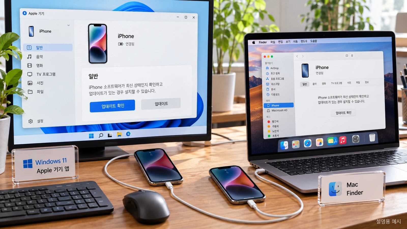 Windows Apple 기기 앱과 Mac Finder로 아이폰 소프트웨어 업데이트 확인