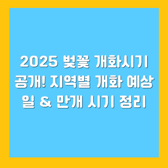 2025 벚꽃 개화시기 공개! 지역별 개화 예상일 & 만개 시기 정리
