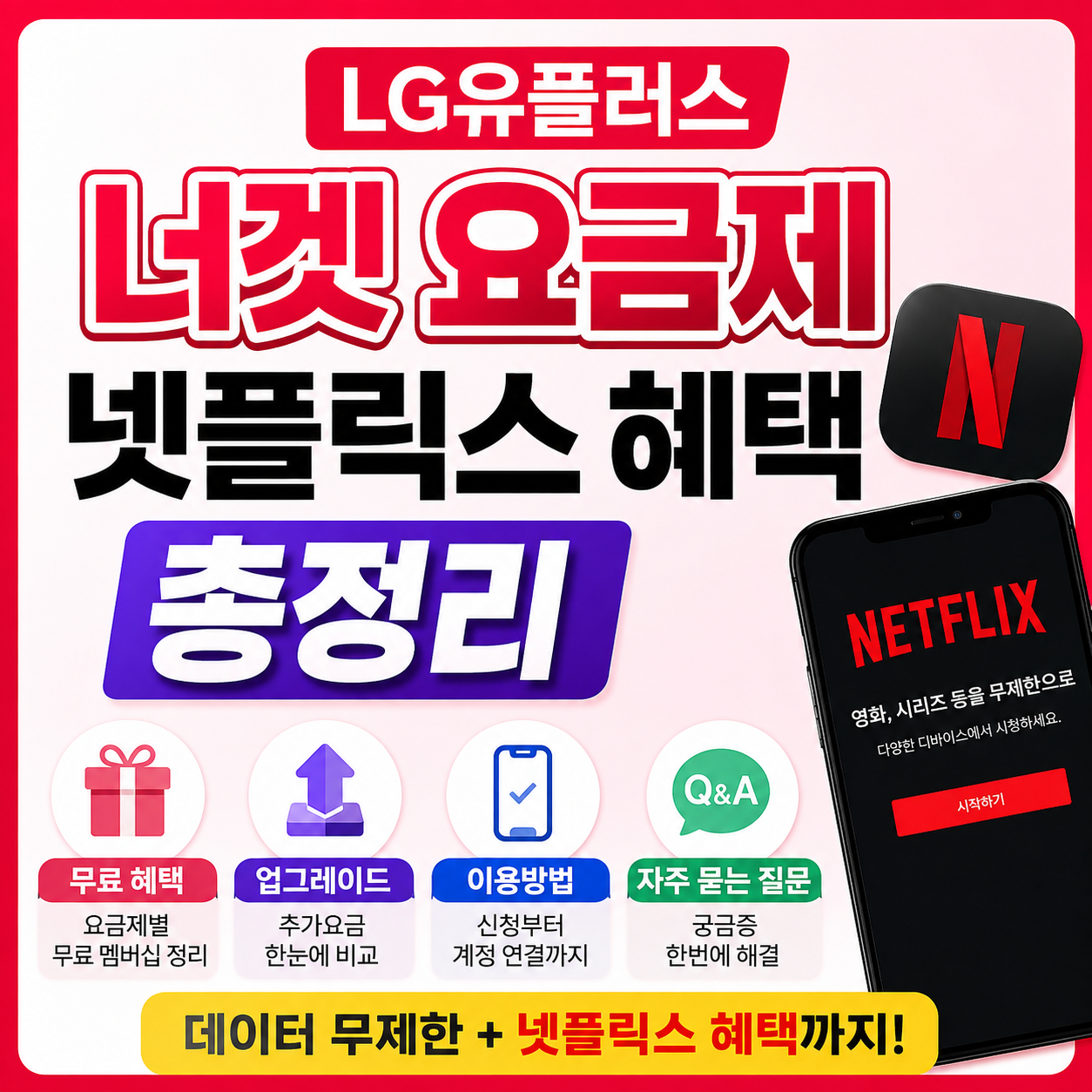 LG유플러스 너겟 요금제 넷플릭스 혜택 총정리, 무료&middot;업그레이드 추가요금 및 이용방법