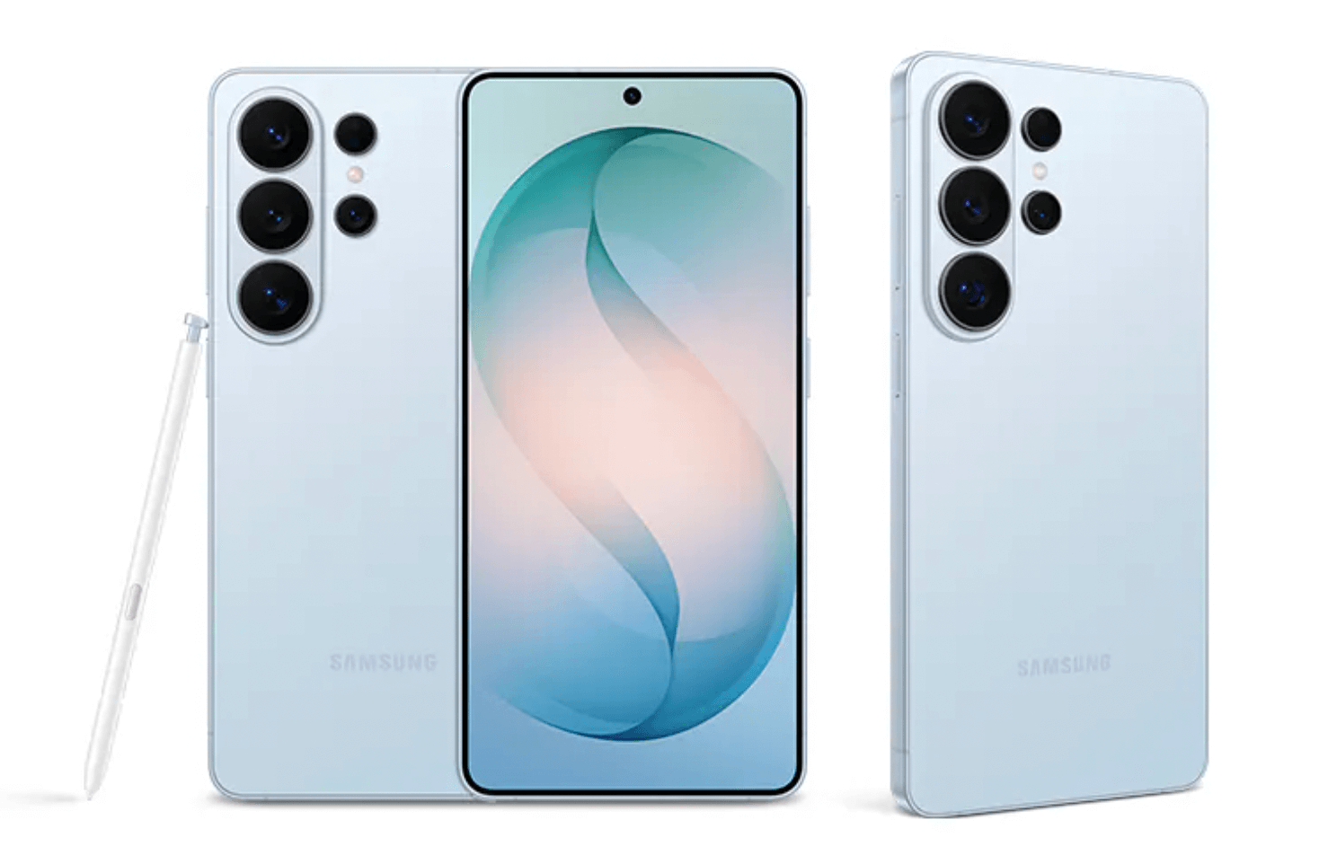 갤럭시 S26 울트라 모델의 스카이 블루 색상의 모델 사진
