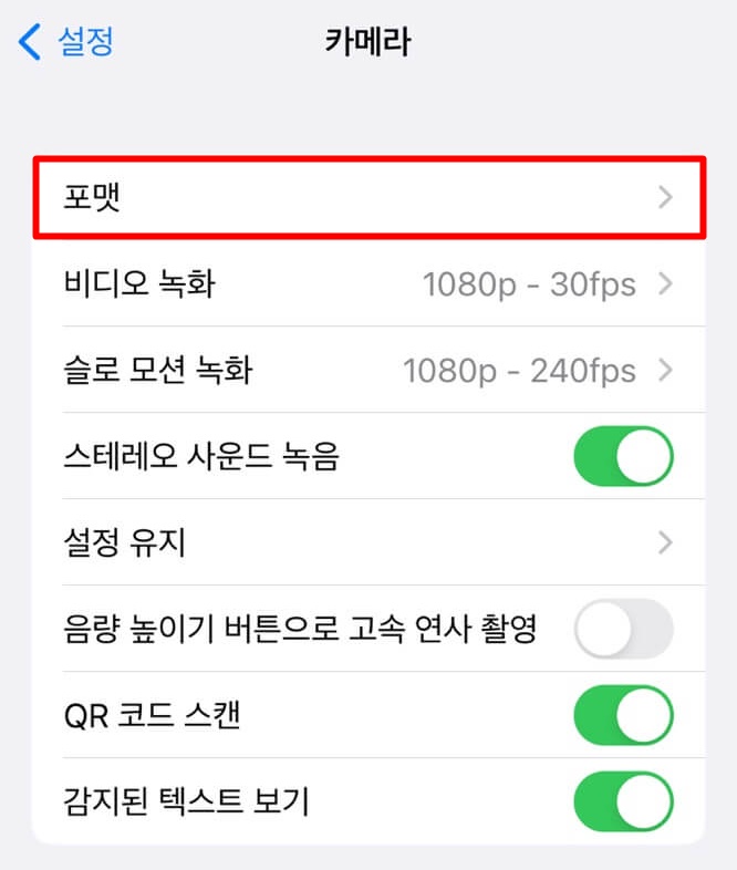 설정 포맷