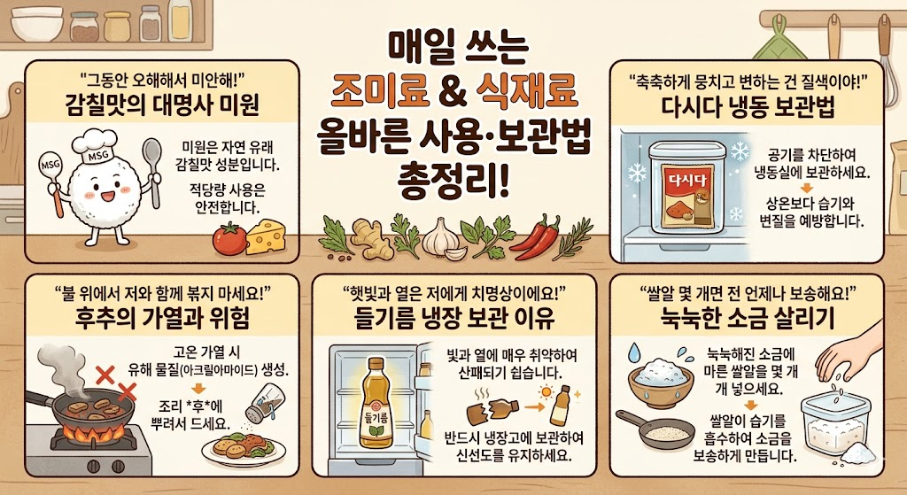우리가 매일 쓰면서도 몰랐던 조미료와 식재료의 올바른 사용&middot;보관법 총정리!