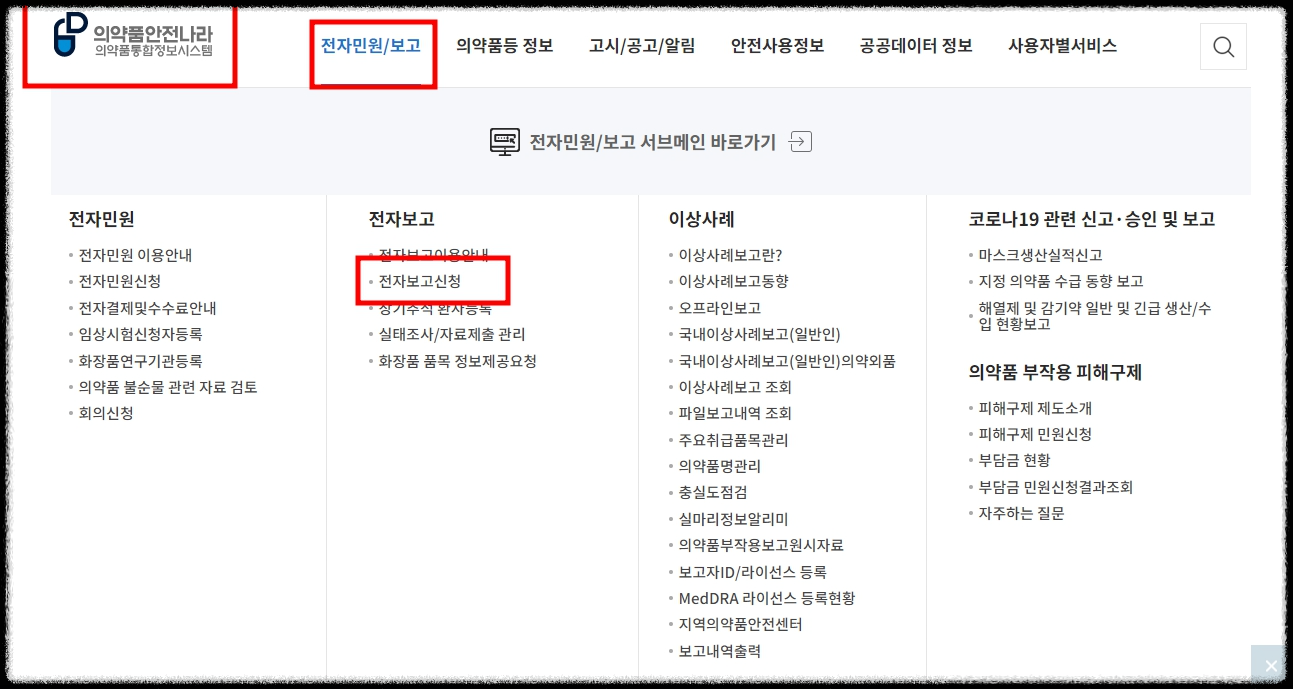 화장품안전성정보 정기보고