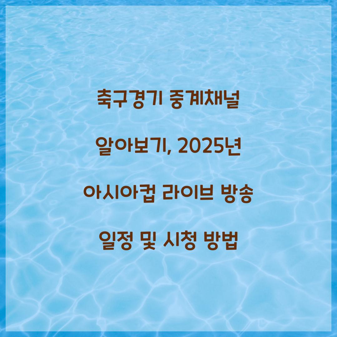 축구경기 중계채널