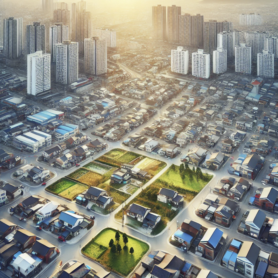 현대와 전통이 공존하는 주택가 전경