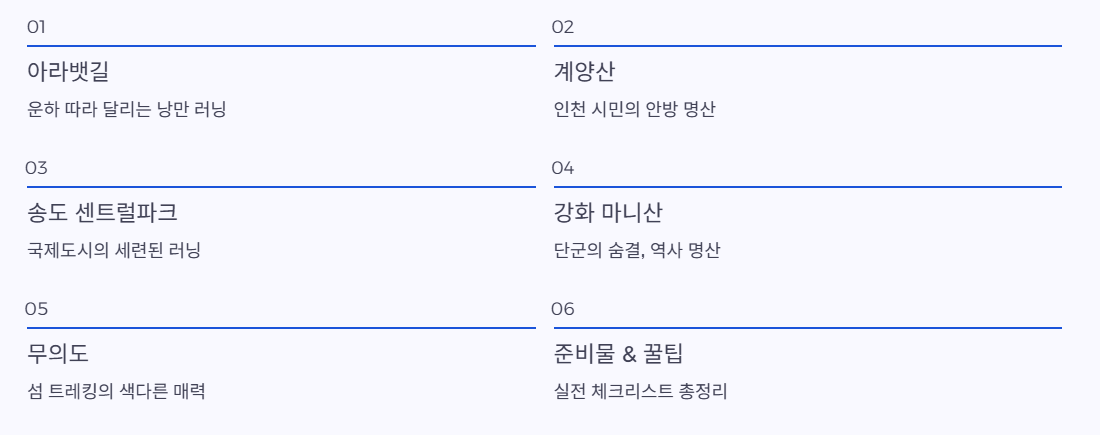 인천광역시 근교 산책·달리기·트레킹 명소 완벽 가이드 ❘ 주말 액티비티 추천