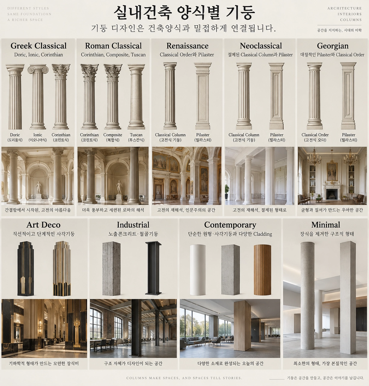 실내건축 양식별 기둥