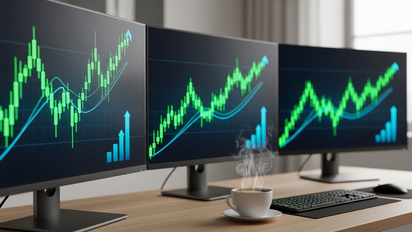 배당락의 변동성을 넘어 장기적인 수익 시스템의 흐름을 분석하는 전문적인 투자 환경