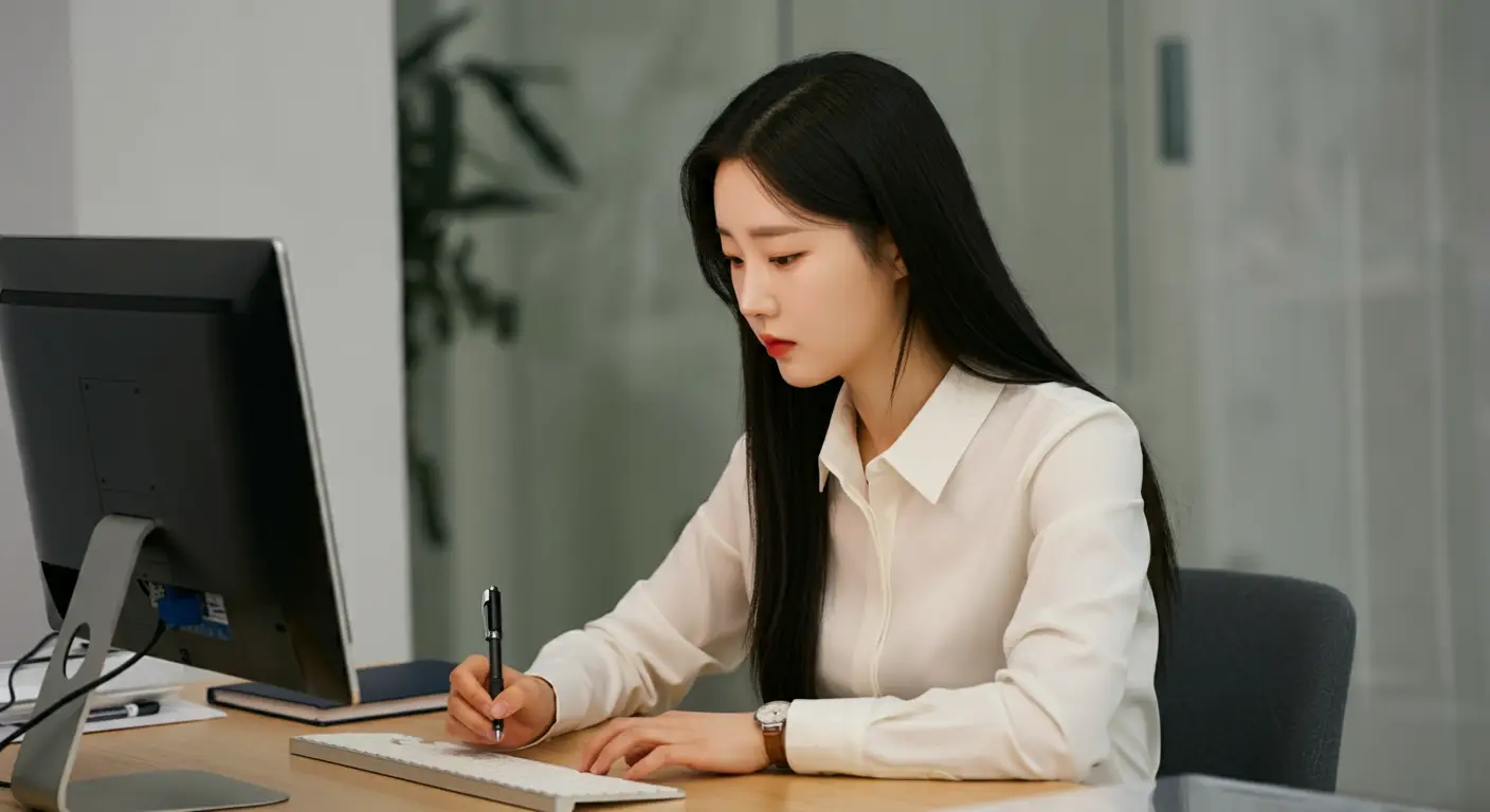 일하고 있는 여성