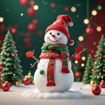 눈사람과 크리스마스 트리