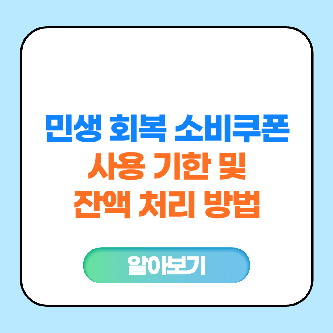 민생회복 소비쿠폰 사용 기한 및 잔액 처리 방법