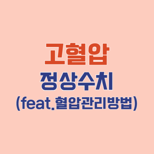 고혈압 정상수치(feat.혈압 낮추는 꿀팁!!!)