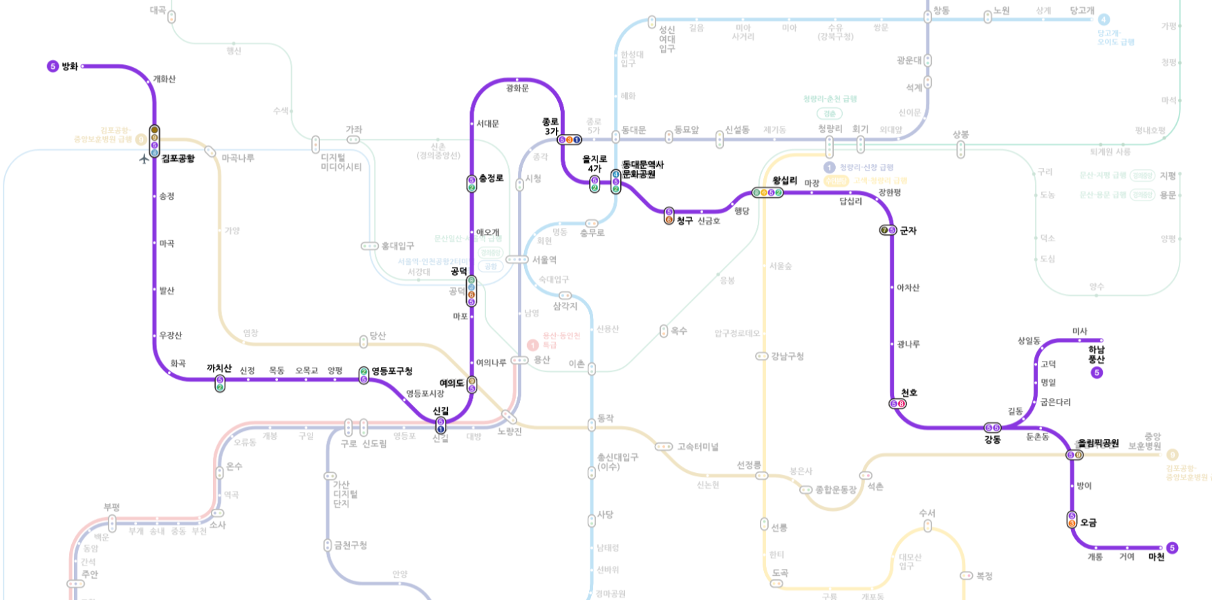 서울 지하철 5호선 노선도