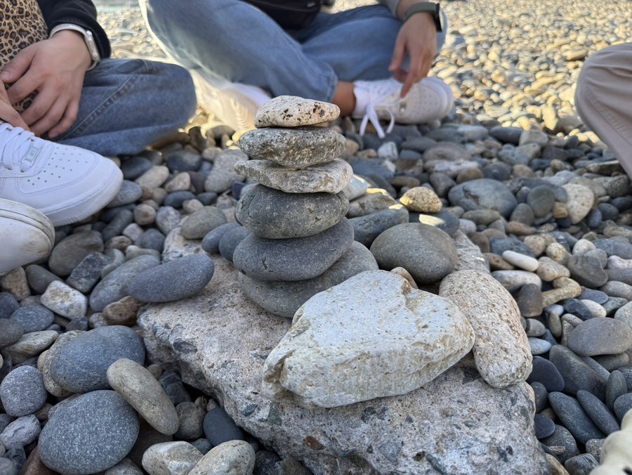 Taejongdae stacked stones by sea