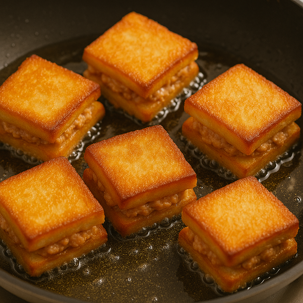 기름을 달궈 앞뒤로 노릇하게 튀기면 완성!