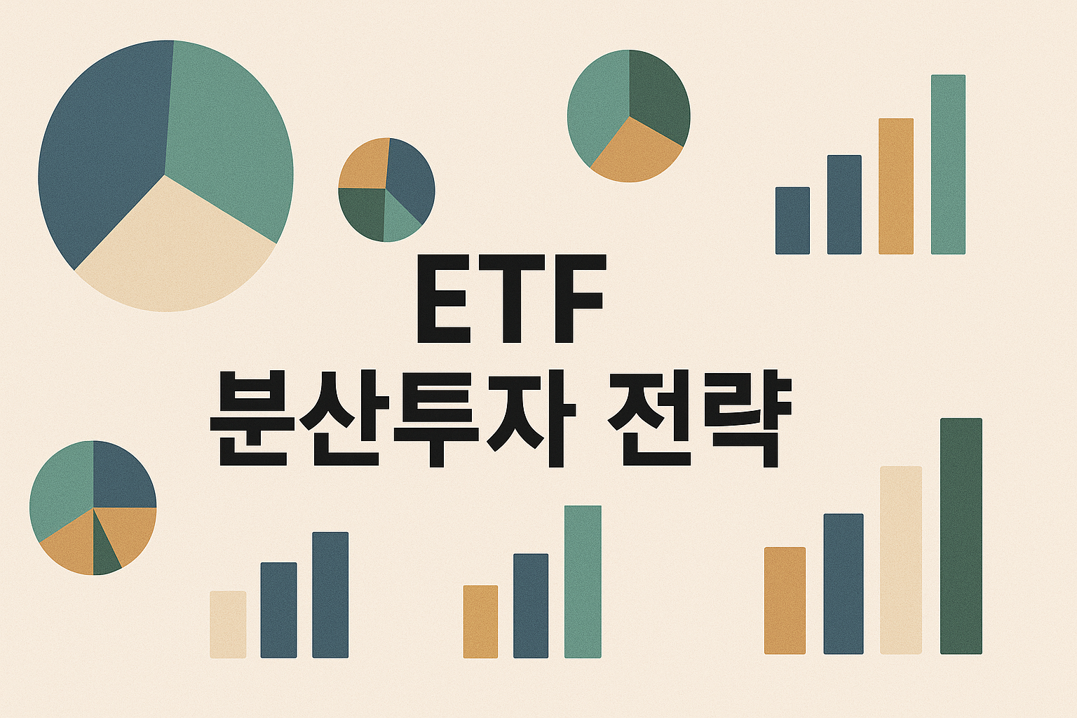 ETF 분산 투자와 적립식 매수 전략을 설명하는 심플한 일러스트