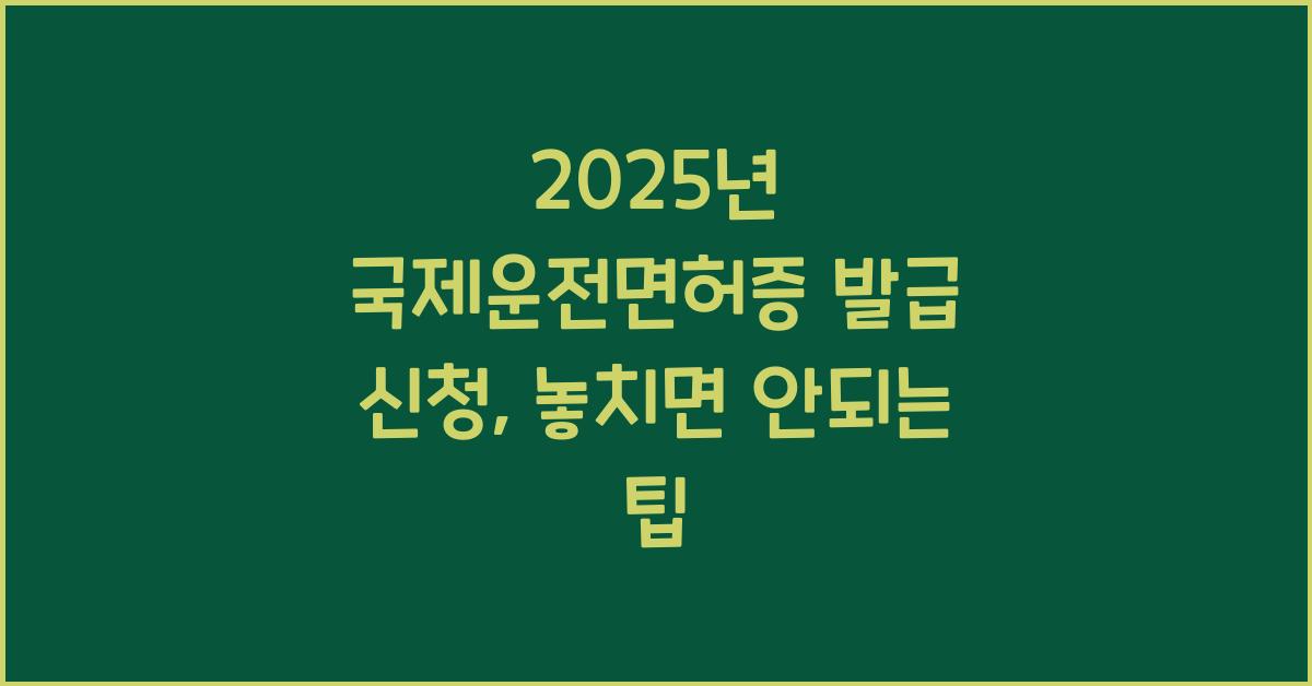 2025년 국제운전면허증 발급 신청