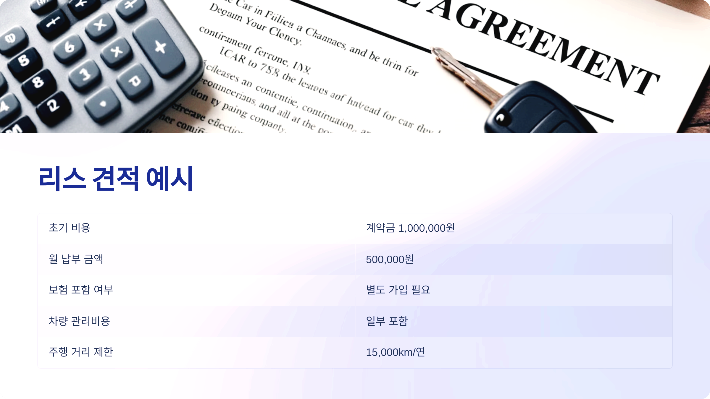 리스 견적 예시