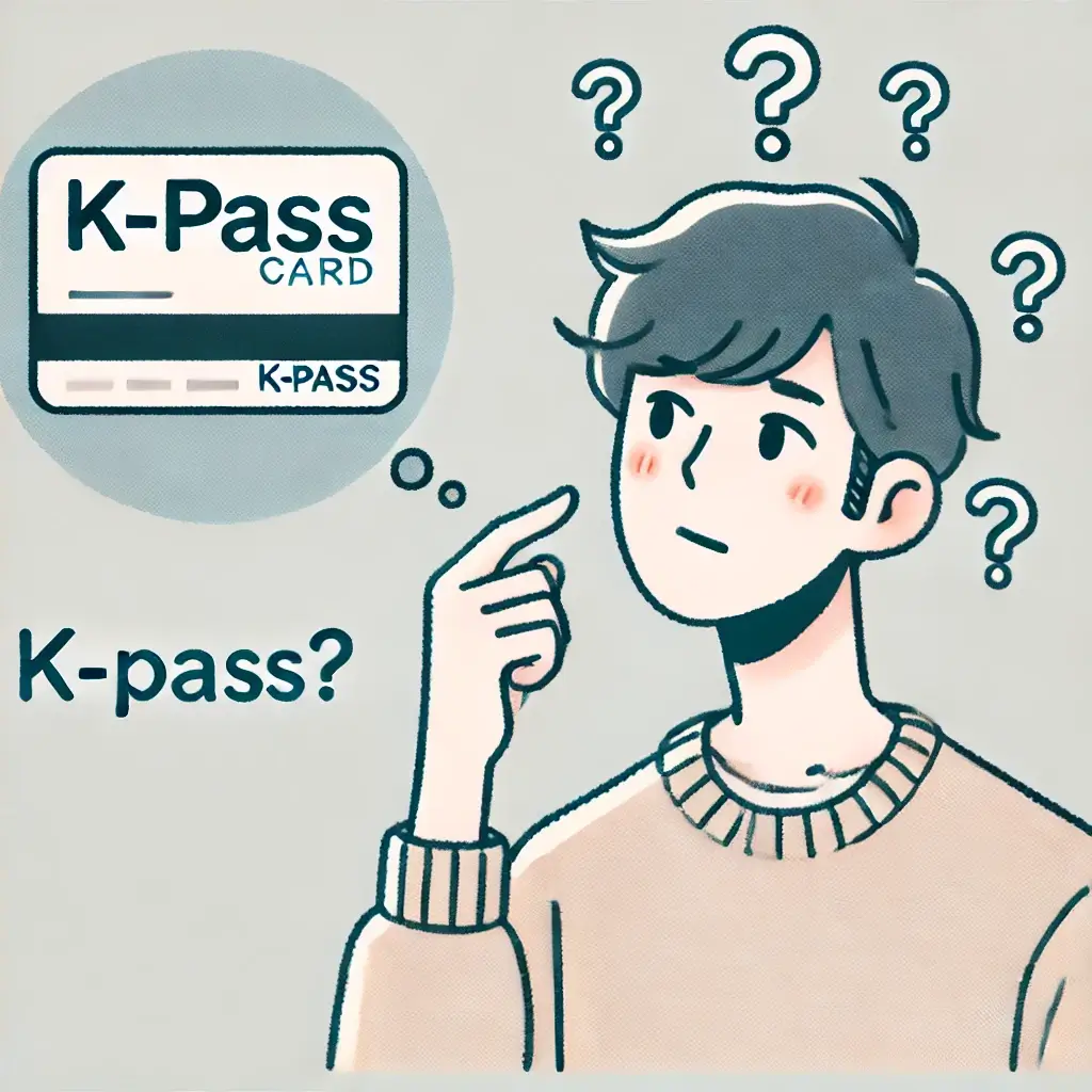 K-패스 카드를 궁금해하는 남자의 일러스트.