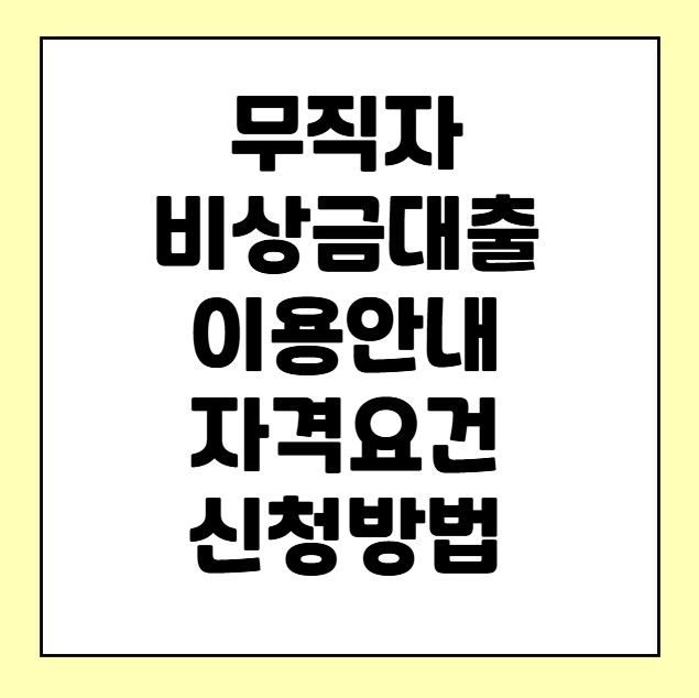 무직자 비상금대출 이용안내 자격요건 신청방법