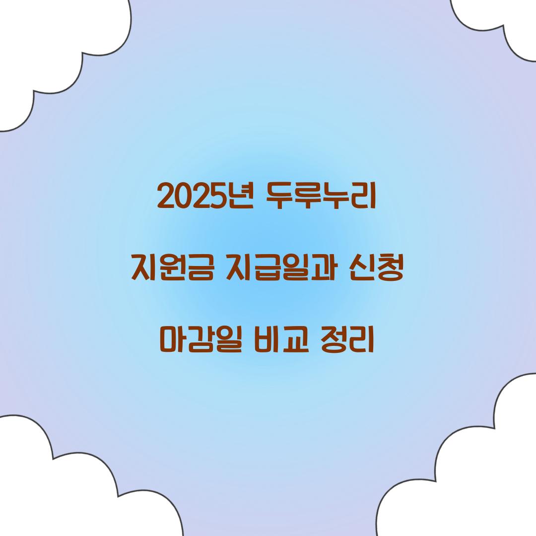 2025년 두루누리 지원금 지급일과 신청 마감일 비교 정리