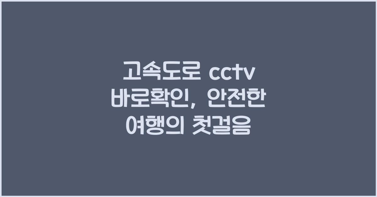 고속도로 cctv 바로확인