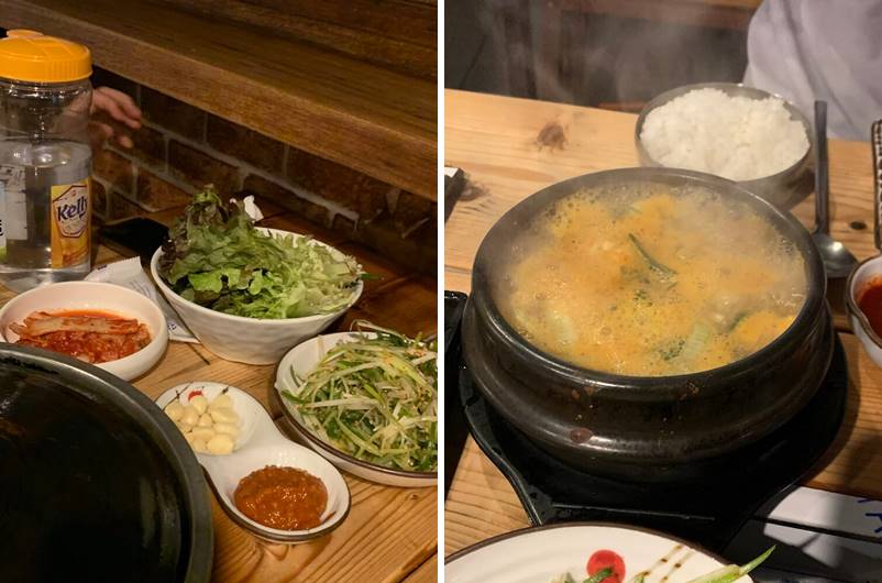 기본 반찬 및 된장찌개